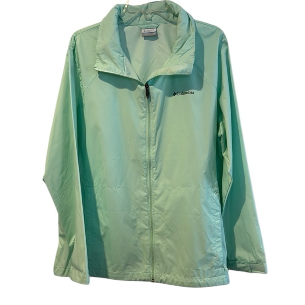 Columbia mint green switchback IV windbreaker jacket with hood packable 2X